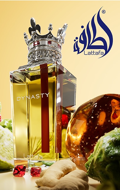 Lattafa Dynasty luxus parfüm koronadísszel, friss gyümölcsös és fűszeres jegyeket idéző kompozícióval.